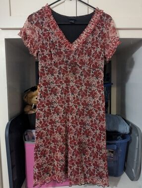 Y2K ruffle red & white dress